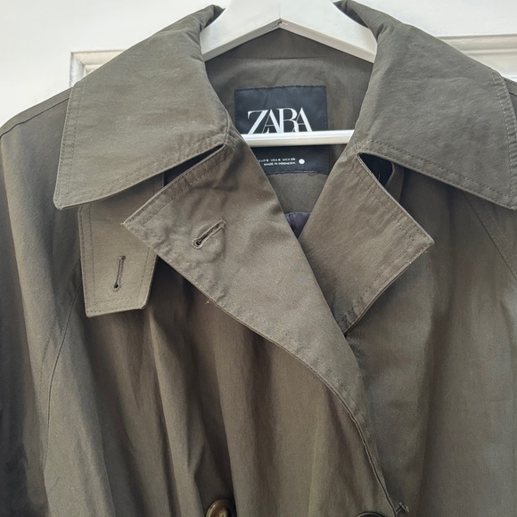 Zara Olive Green Trench Coat - Picture 11 of 15